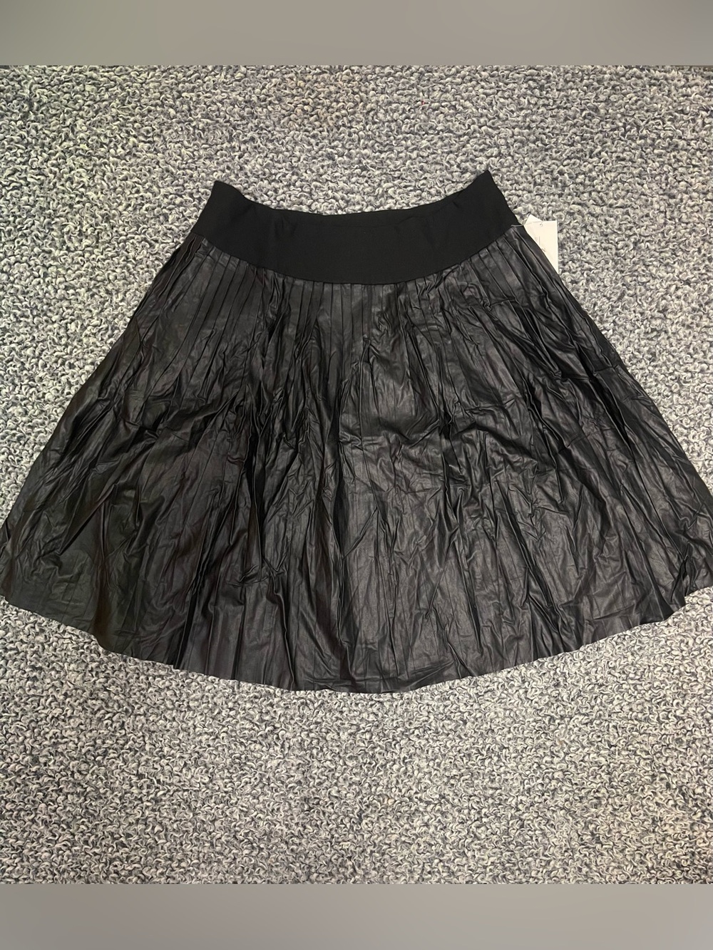 Melissa McCarthy Black Faux Leather Pleated A-Line Skirt